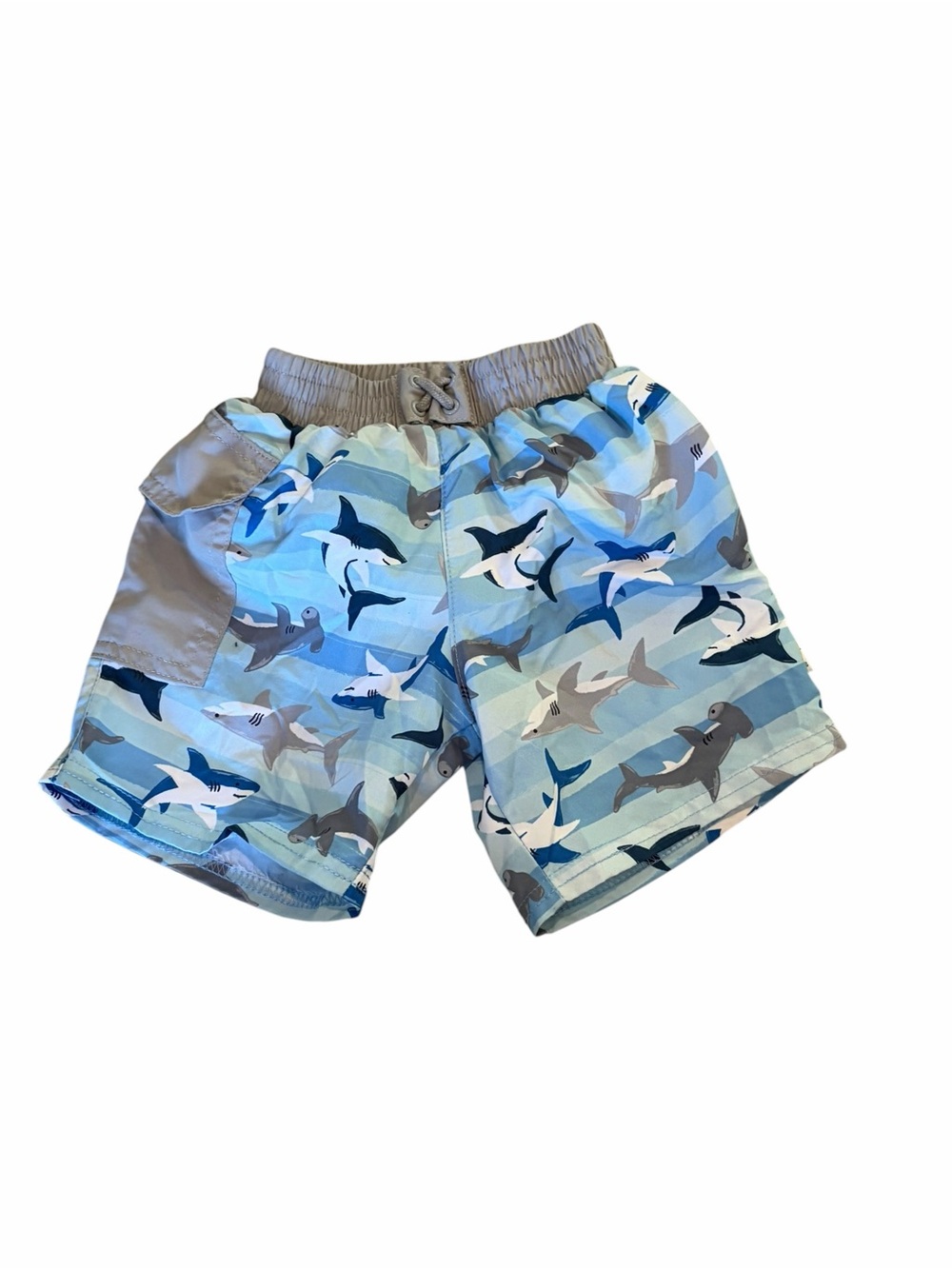 Green Sprouts Shark Swim Trunks Size 12M Blue Shark Print Baby Swim Shorts